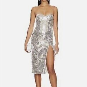 Majorelle silver sequin strapless dress size small